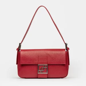 Cartera al hombro Signature en cuero graneado