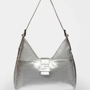 Bolso Signature en cuero graneado metalizado